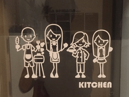 Car stickers for windows put on kitchen glass door
